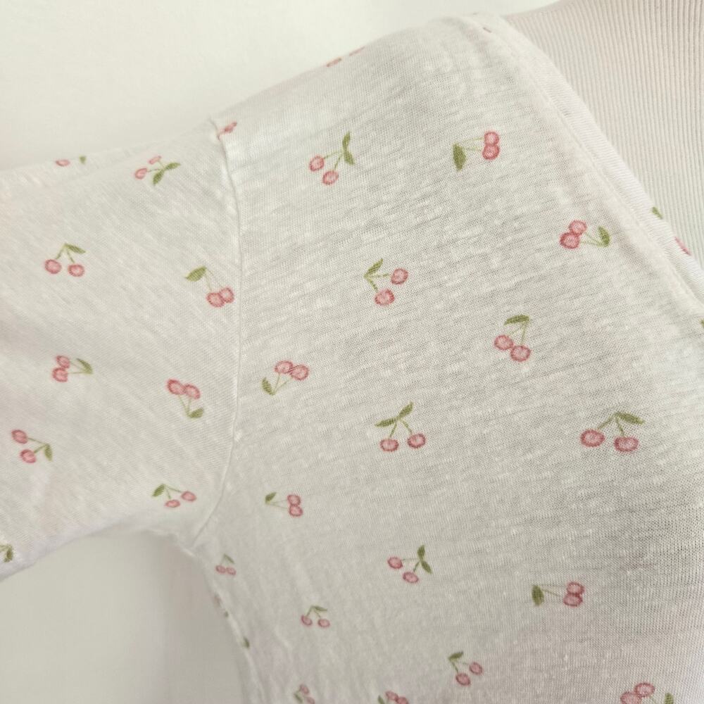 Rails Women Cherry Print Linen Tee Cara Lightweight Summer Fruit Novelty Large - Picture 6 of 13